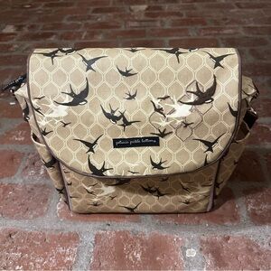 Petunia Pickle Bottom Diaper Bag Coated Canvas Swallow Bird Design One Strap